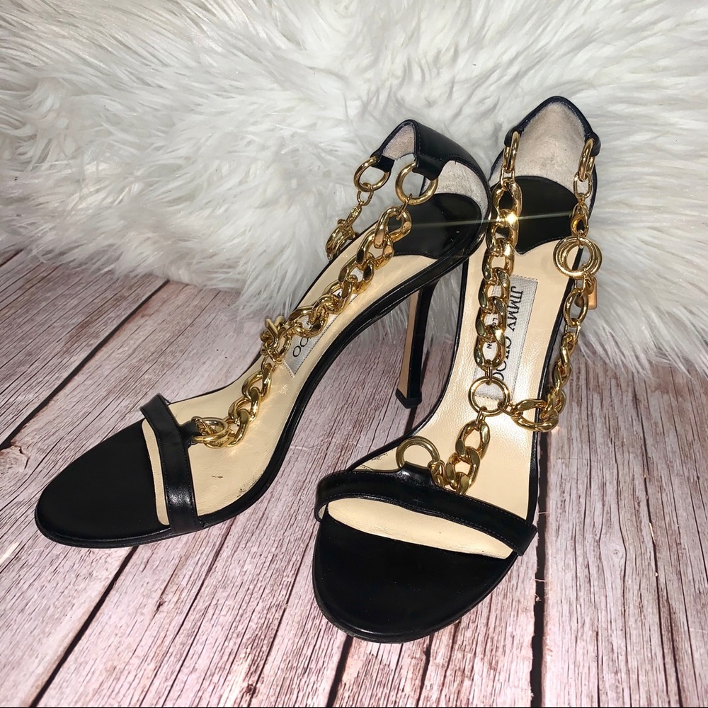 Jimmy Choo Leather Heels with chain - Picture 5 of 16